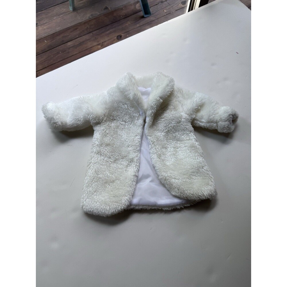 Fibre-Craft White Winter Imitation Fur Coat Jacket Fits 18" Dolls